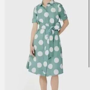 Kate Spade Grand Dot Midi Shirtdress Wild Sage size Medium